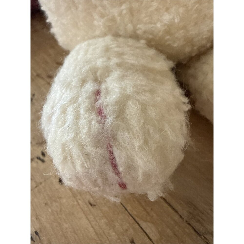 2 Vintage Handmade Bunnies Rabbits Plush Stuffed Animal 15”/9” Wool Lace Glasses - Picture 11 of 16